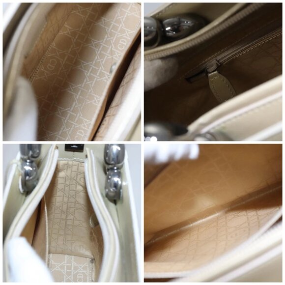 Christian Dior Maris Pearl Bag Patent leather 2way Beige MA-0949 Auth ep7794 - Picture 15 of 16